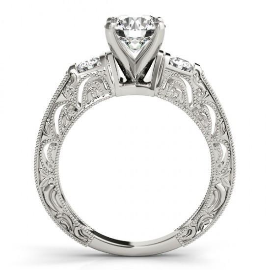 Anello Di Fidanzamento In Stile Antico Con Vero Diamante Da 1.50 Carati Con Accenti