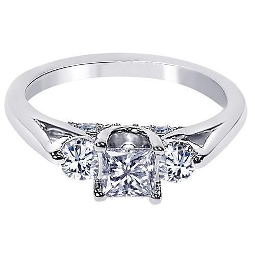 Anello Di Fidanzamento In Stile Pietra Con Genuino Diamante 3 Carati Da 1.35 Carati In Oro Bianco 14K