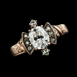 Anello Di Fidanzamento Old Cut Cushion Genuino Diamond Antique Style 4.25 Carati