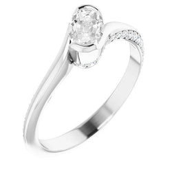 Anello Di Fidanzamento Ovale Con Vero Diamante Europeo Antico, 5,50 Carati, Stile Attorcigliato