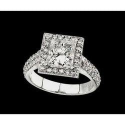 Anello Di Fidanzamento Reale Con Genuino Diamante Principessa Da 2.01 Carati. Oro Bianco 14K. Gioielli Da Donna