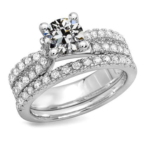 Anello Di Fidanzamento Rotondo Con Naturale Diamanti Tagliati A Miniera Antica, Gioielli Da Donna, 5 Carati