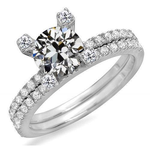 Anello Di Fidanzamento Rotondo Con Vero Diamante Tagliato Vecchia Miniera, Set Di Gioielli Da 5 Carati