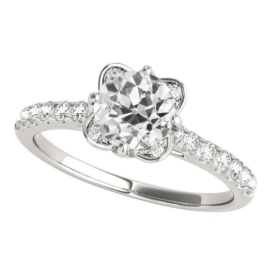 Anello Di Fidanzamento Rotondo Con Vero Diamante Taglio Vecchia Miniera 3,50 Carati