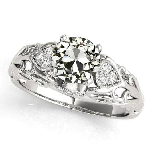 Anello Di Fidanzamento Rotondo Con Vero Diamanti Da Minatore Antico Stile Antico 4 Carati