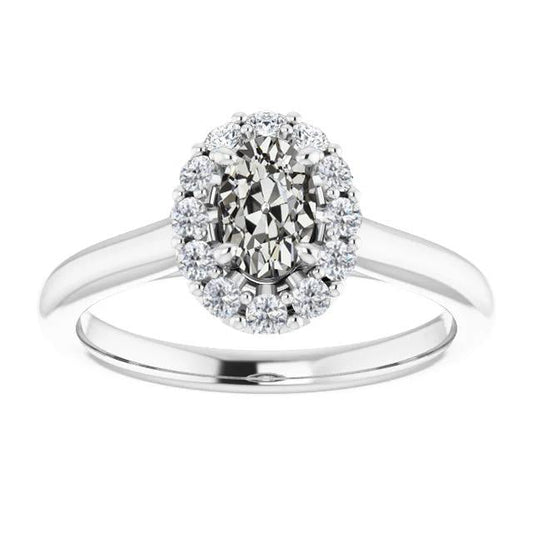 Anello Di Fidanzamento Rotondo E Ovale Con Anello Di Fidanzamento Con Naturale Diamante Minatore Vecchio 3.75 Carati