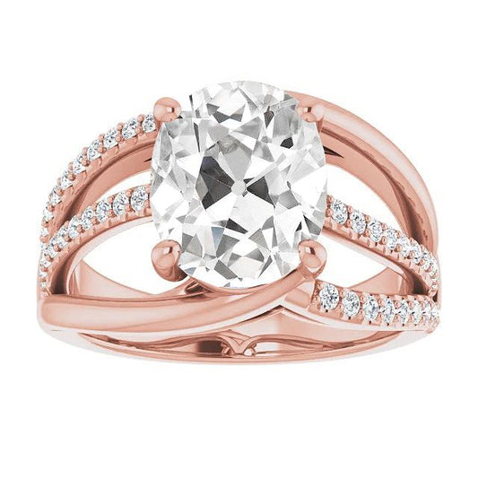 Anello Di Fidanzamento Rotondo E Ovale, Gioielli Con Genuino Diamanti Da Minatore Vecchio 7,75 Carati