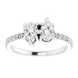 Anello Di Fidanzamento Rotondo E Pera Con Vero Diamante Da Minatore Vecchio Set 4,50 Carati
