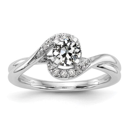 Anello Di Fidanzamento Rotondo Vecchio Minatore Vero Diamante Bypass Set 2 Carati