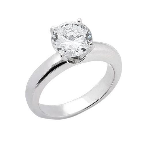 Anello Di Fidanzamento Solitario Con Genuino Diamante Da 1.5 Carati In Oro Bianco 14K