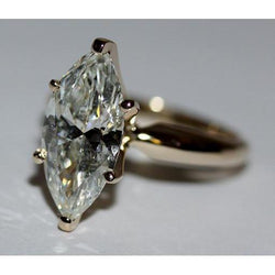 Anello Di Fidanzamento Solitario Con Naturale Diamante Grande Marchesa 3.50 Carati