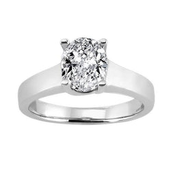 Anello Di Fidanzamento Solitario Con Naturale Diamante Ovale Da 2 Carati In Oro Bianco 14K