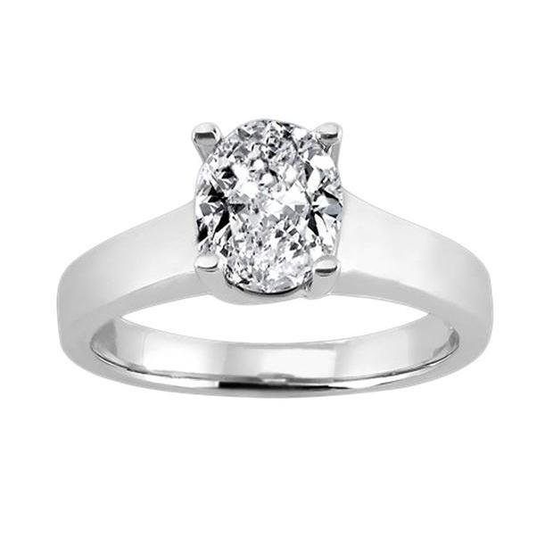 Anello Di Fidanzamento Solitario Con Naturale Diamante Ovale Da 2 Carati In Oro Bianco 14K