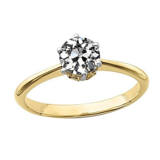 Anello Di Fidanzamento Solitario Con Naturale Diamante Taglio Vecchio Miniera Rotondo 1,50 Carati