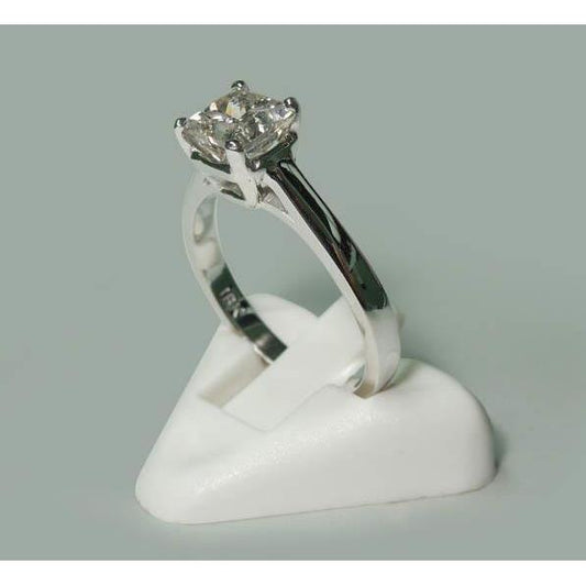 Anello Di Fidanzamento Solitario Con Vero Diamante Principessa Da 1.50 Carati In Oro Bianco