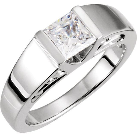 Anello Di Fidanzamento Solitario Con Vero Diamante Principessa Da 1 Carato In Oro Bianco 14K