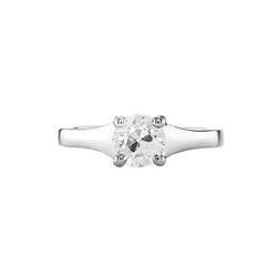 Anello Di Fidanzamento Solitario Cotoletta Grande Vero Diamante Taglio Antico 0.75 Carati