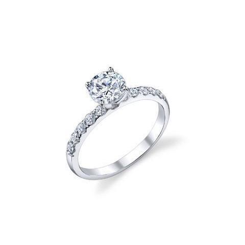 Anello Di Fidanzamento Solitario Da 1,50 Ct Con Vero Diamanti In Rilievo, Oro Bianco 14K
