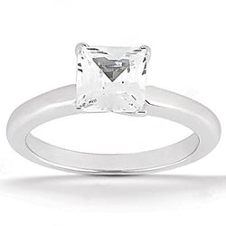 Anello Di Fidanzamento Solitario In Oro Bianco 14K Con Genuino Diamante Taglio Princess Da 1 Carati