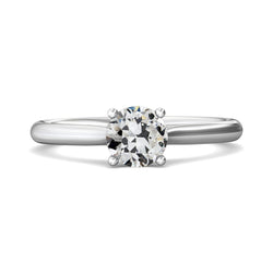 Anello Di Fidanzamento Solitario In Oro Bianco Con Vero Diamante Taglio Antico Rotondo 1,5 Carati