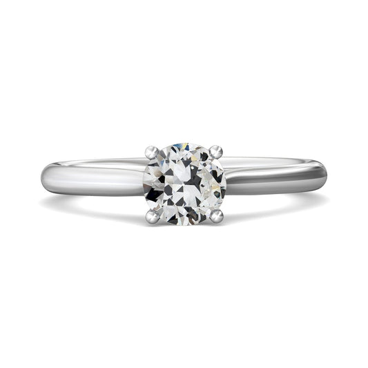 Anello Di Fidanzamento Solitario In Oro Bianco Con Vero Diamante Taglio Antico Rotondo 1,5 Carati
