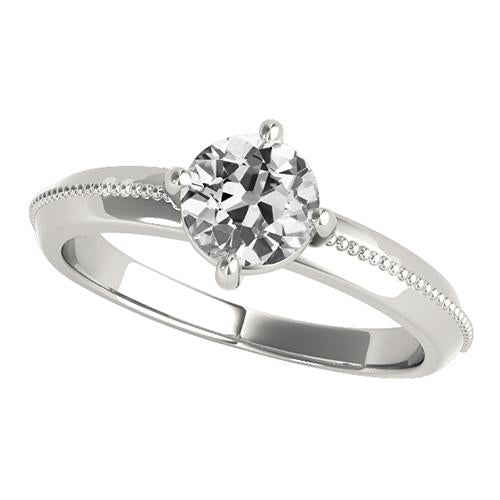 Anello Di Fidanzamento Solitario Old Mine Cut Genuino Diamante 4 Prong Set 1,5 Carati