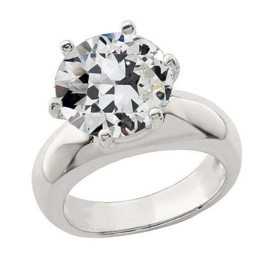 Anello Di Fidanzamento Solitario Rotondo Vecchio Minatore Naturale Diamante Fascia Larga 5 Carati