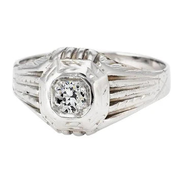 Anello Di Fidanzamento Solitario Stile Antico Vero Diamante Tondo Taglio Antico 1 Carato