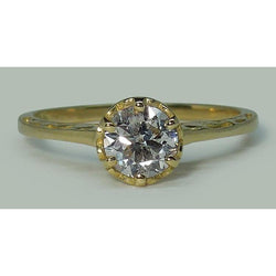 Anello Di Fidanzamento Solitario Stile Corona Con Genuino Diamante Tondo Da 1 Carato E Oro Bianco 14K