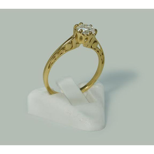 Anello Di Fidanzamento Solitario Stile Corona Con Genuino Diamante Tondo Da 1 Carato E Oro Bianco 14K