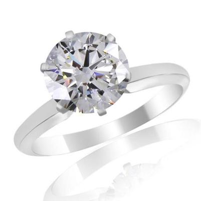 Anello Di Fidanzamento Solitario Vero Diamante 3 Carati Oro Bianco 14K