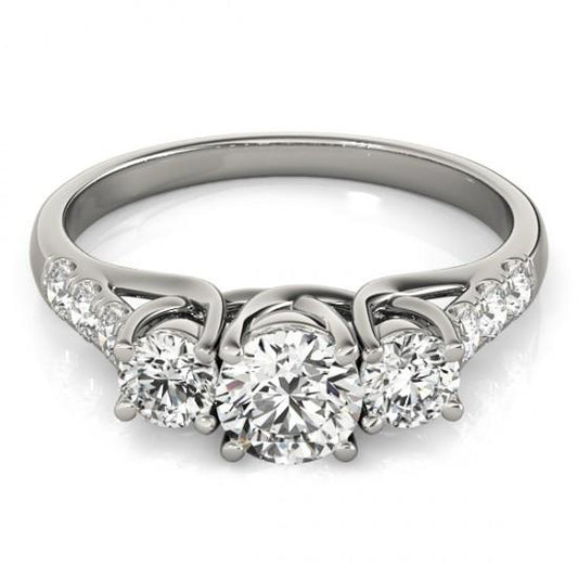 Anello Di Fidanzamento Stile Tre Pietre Con Genuino Diamanti Da 2.25 Carati Nuovo