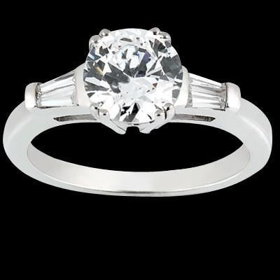 Anello Di Fidanzamento Stile Tre Pietre Con Vero Diamanti Tondi E Baguette Da 1.9 Carati