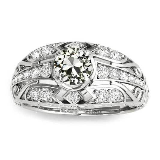 Anello Di Fidanzamento Taglio Miniera Con Vero Diamanti, Gioielli Da Donna, 4 Carati