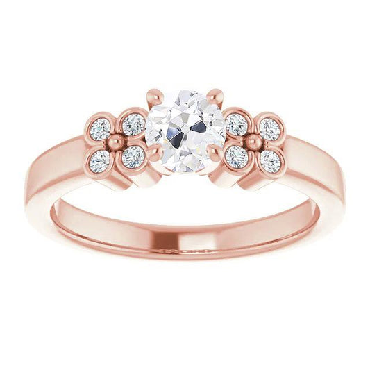 Anello Di Fidanzamento Vecchio Minatore Genuino Diamante Stile Floreale 3,50 Carati Set Di Griffe