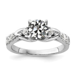 Anello Di Vero Diamanti Taglio Vecchio Miniera Con Accenti 3 Pietra Stile 3 Carati