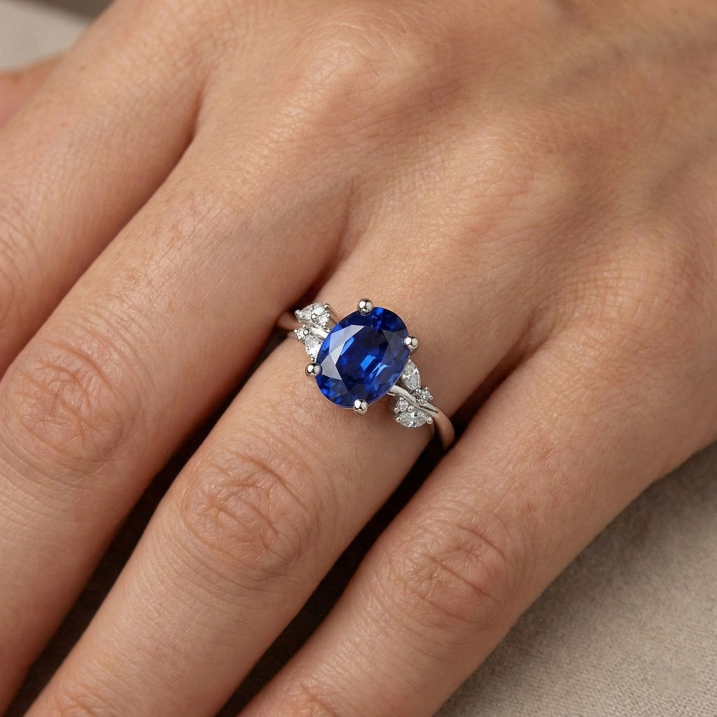 vero marquise diamante 4carati anello con accenti diamanti