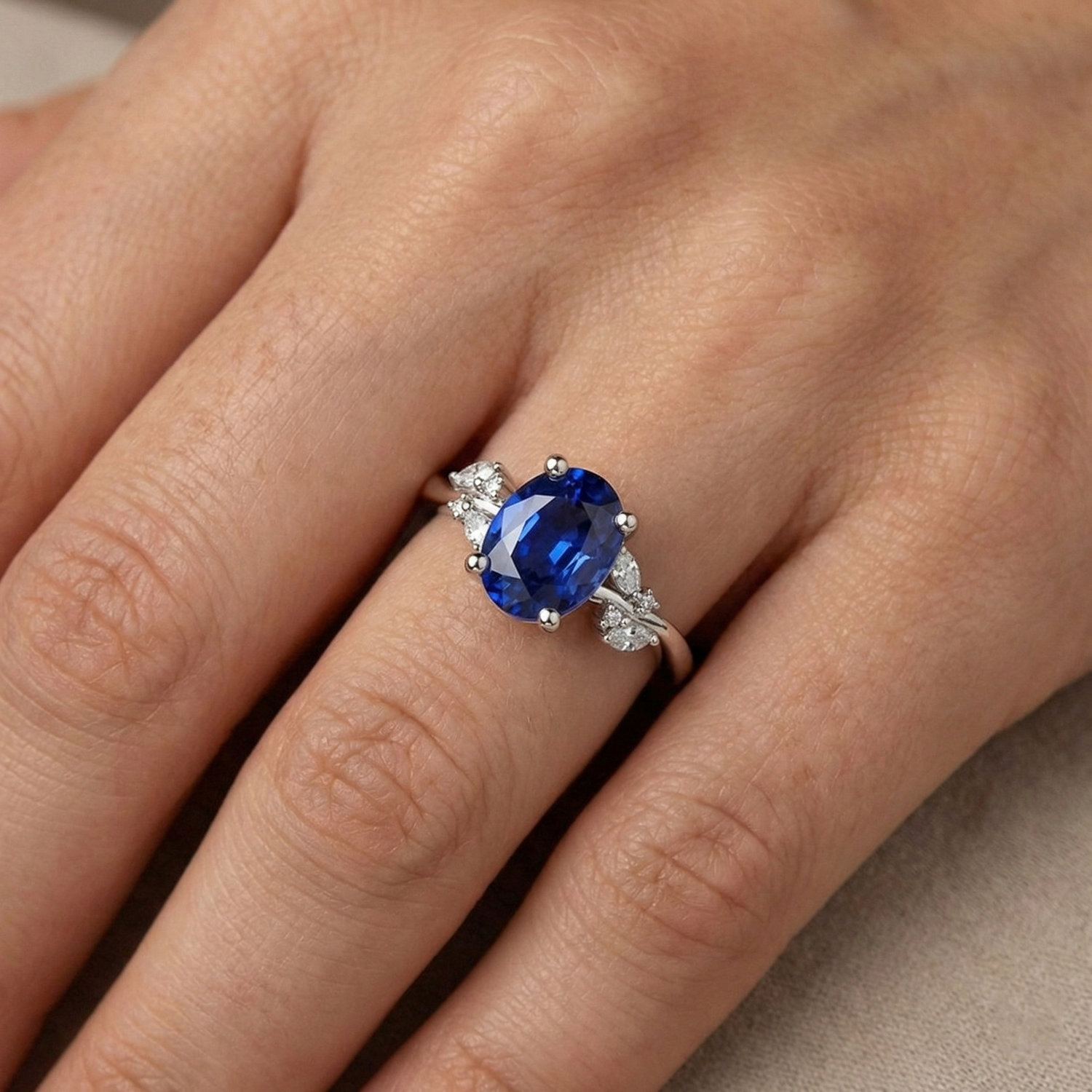 vero marquise diamante 4carati anello con accenti diamanti