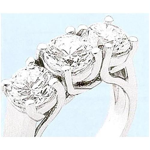 Anello Donna Oro Bianco Naturale Diamante Tre Pietre 1.50 Carati