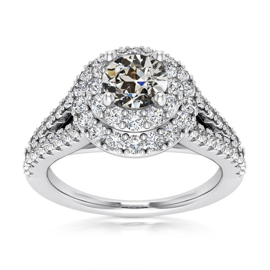 Anello Double Halo Il Giro Vecchio Minatore Vero Diamante Split Shank 5.50 Carati