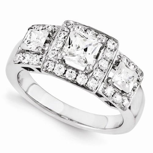 Anello Fantasia Di Fidanzamento Con Genuino Diamante In Stile Tre Pietre In Oro Bianco 3.50 Carati