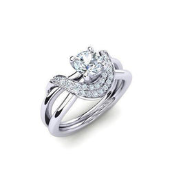 Anello Fantasia In Oro Bianco 14K Con Vero Diamanti A Taglio Rotondo Da 2,50 Ct Scintillanti