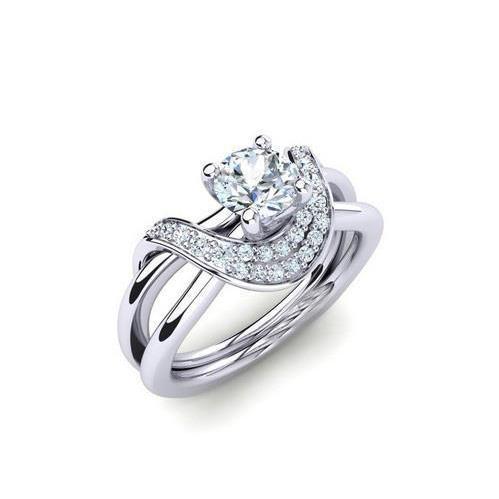 Anello Fantasia In Oro Bianco 14K Con Vero Diamanti A Taglio Rotondo Da 2,50 Ct Scintillanti