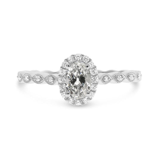 Anello Halo Anniversary Da Donna, Ovale, Con Vero Diamanti A Taglio Antico, 3,50 Carati