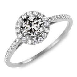 Anello Halo Con Accenti Genuino Diamante Taglio Vecchia Miniera Rotondo 4.50 Carati