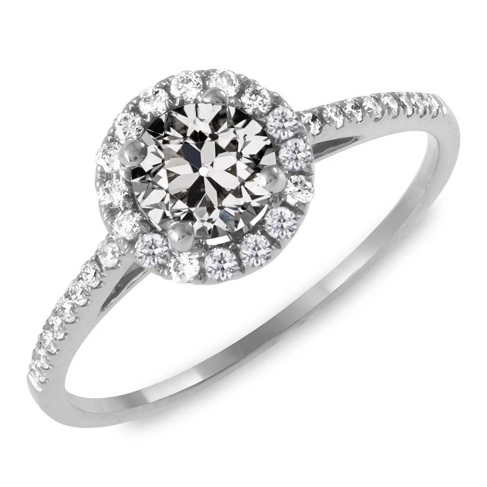 Anello Halo Con Accenti Genuino Diamante Taglio Vecchia Miniera Rotondo 4.50 Carati