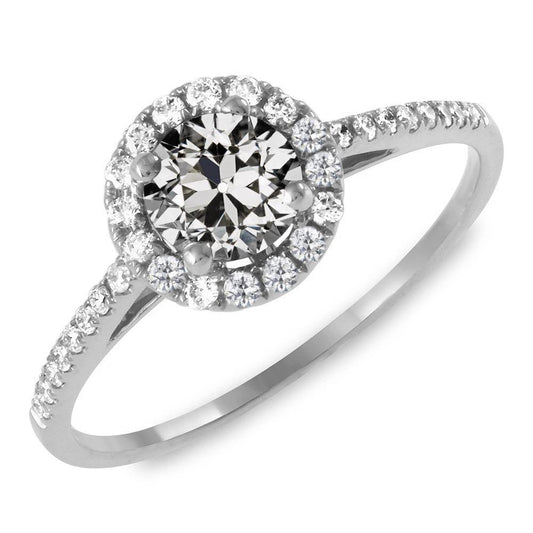 Anello Halo Con Accenti Genuino Diamante Taglio Vecchia Miniera Rotondo 4.50 Carati