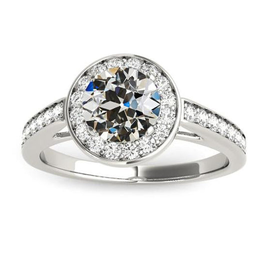 Anello Halo Con Accenti Il Giro Vecchio Minatore Naturale Diamante Set Cattedrale 4 Carati