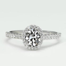 Anello Halo Con Accenti Rotondi E Ovali Con Naturale Diamanti A Taglio Antico Miniera 3.50 Carati