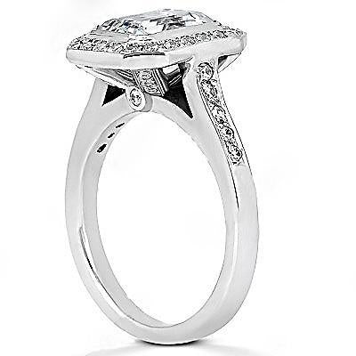 Anello Halo Con Genuino Diamante Taglio Smeraldo 2.25 Carati